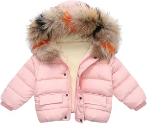 1-6 Years Baby Toddler Girls Winter Jacket Coat Fur Hooded Warm Clothes Kids Fashion Puffer Jacket Parka Outerwear