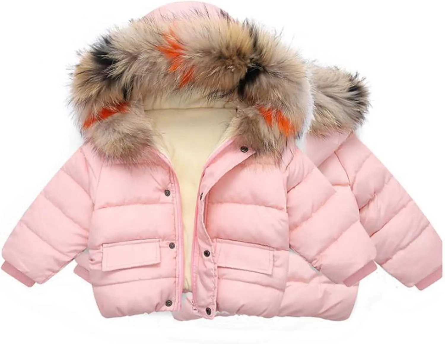 1-6 Years Baby Toddler Girls Winter Jacket Coat Fur Hooded Warm Clothes Kids Fashion Puffer Jacket Parka Outerwear