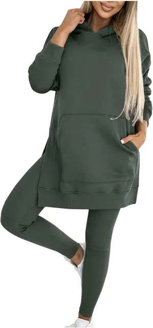 2 Piece Set for Women Oversized Hoodies and Leggings Pants Hooded Sweatshirt with Pocket Athletic Outfits