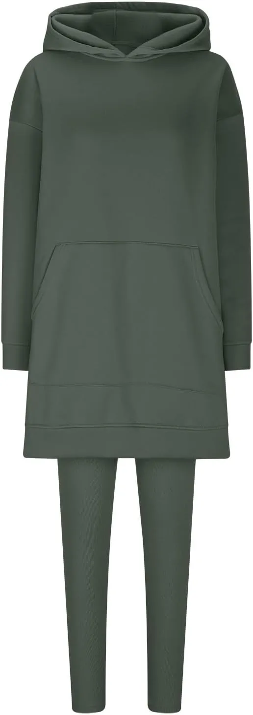 2 Piece Set for Women Oversized Hoodies and Leggings Pants Hooded Sweatshirt with Pocket Athletic Outfits