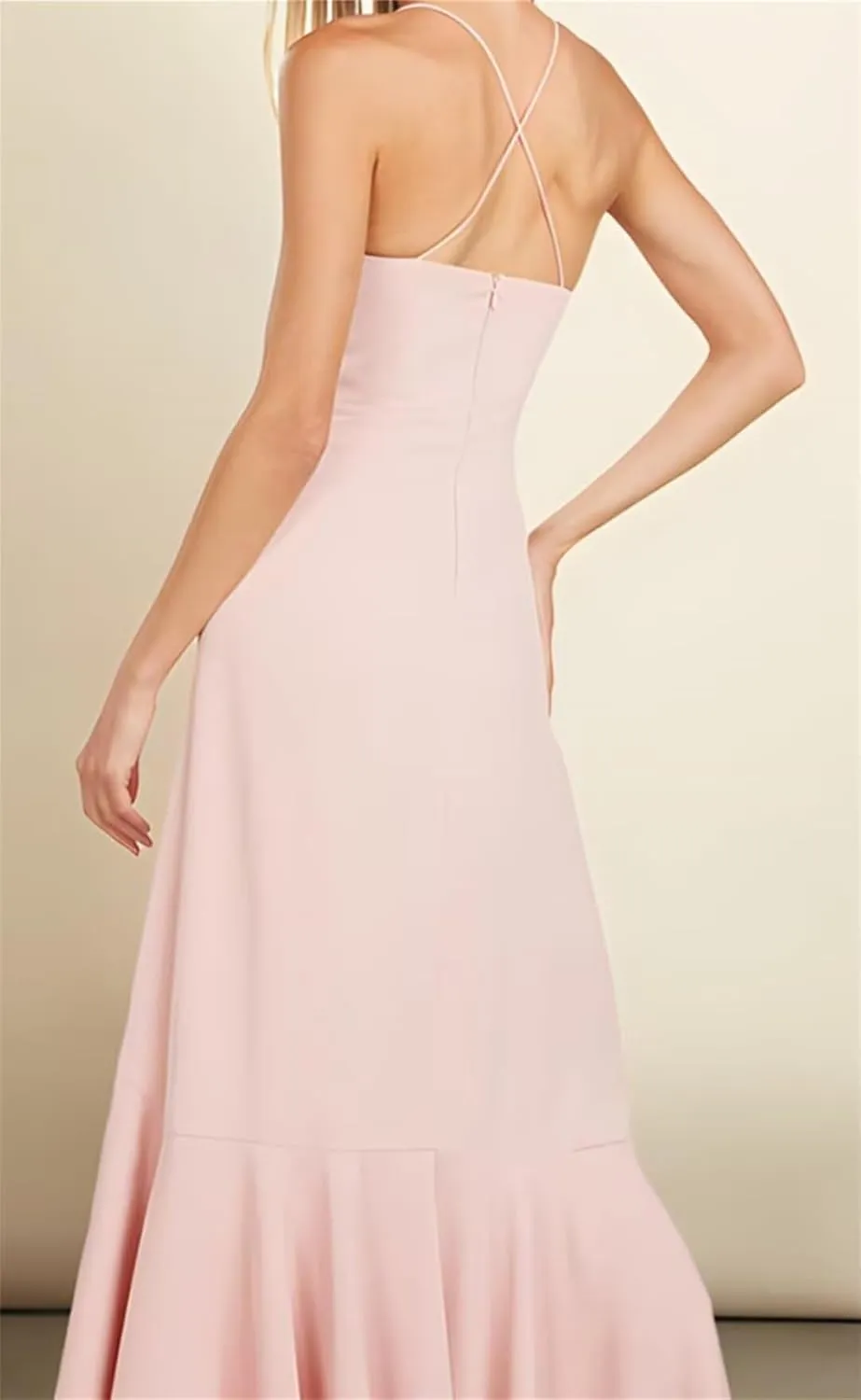 A Line Bridesmaid Dresses for Women Chiffon High Waist Formal Maid of Honor Evening Gowns Hi Low Prom Gowns