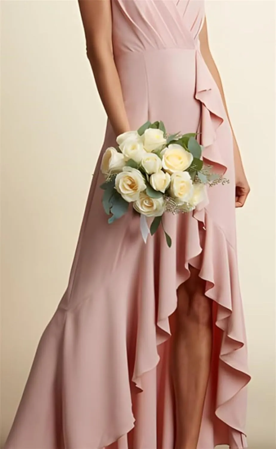 A Line Bridesmaid Dresses for Women Chiffon High Waist Formal Maid of Honor Evening Gowns Hi Low Prom Gowns