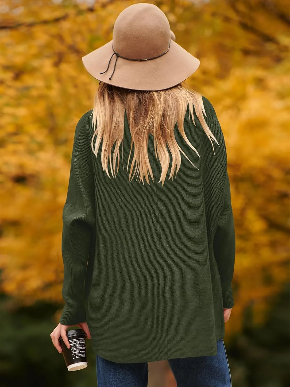 ANRABESS Womens Oversized Turtleneck Batwing Long Sleeve Casual Cozy Baggy Knit Pullover Tunic Sweater 2024 Fall Outfits