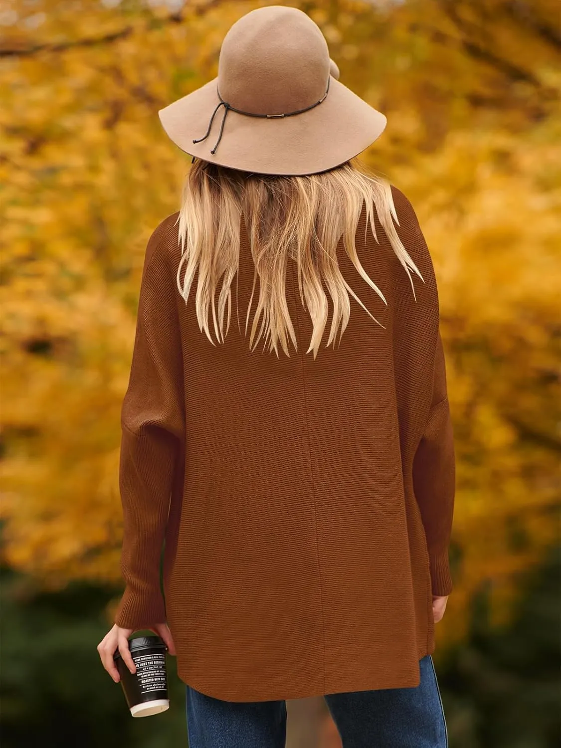ANRABESS Womens Oversized Turtleneck Batwing Long Sleeve Casual Cozy Baggy Knit Pullover Tunic Sweater 2024 Fall Outfits