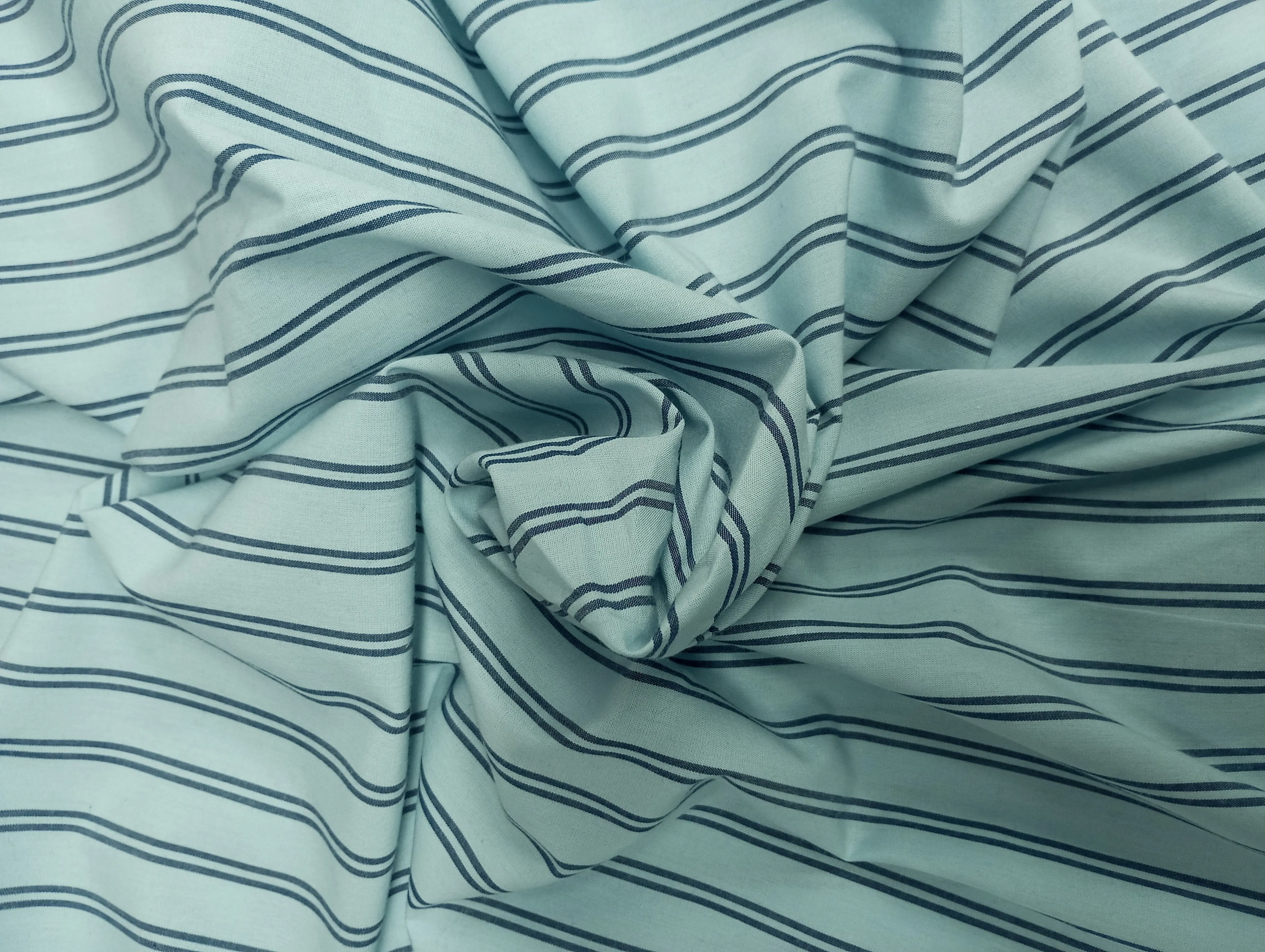 Aqua Blue Stripes Cotton Fabric