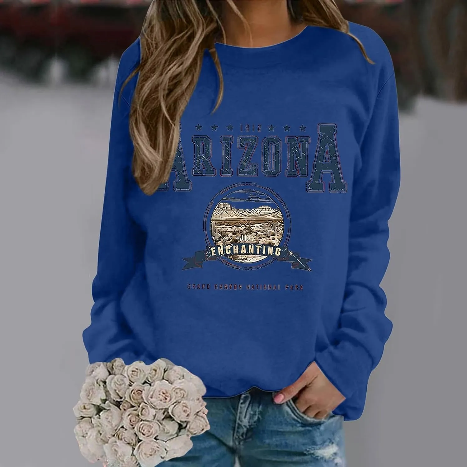 Arizona Sweatshirt for Women Letter Print Long Sleeve Pullover Tops Cute Casual Trendy Sweatshirts Hoodie Fall Outfit