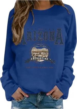 Arizona Sweatshirt for Women Letter Print Long Sleeve Pullover Tops Cute Casual Trendy Sweatshirts Hoodie Fall Outfit