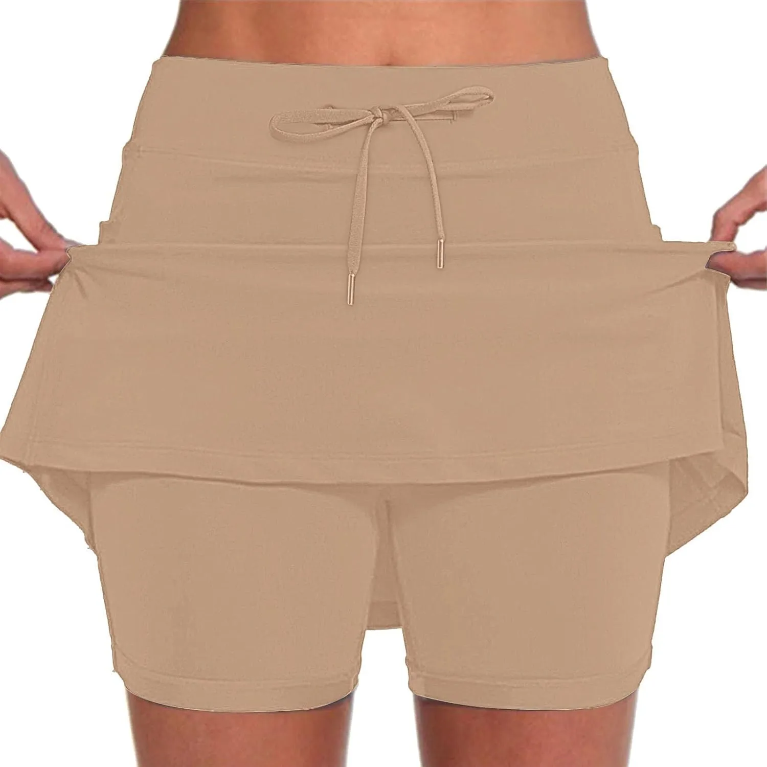 Athletic Skirts for Women Summer Loose Trendy Drawstring Solid Sports Tennis Skirts Built-in Shorts Plus Size, S-5XL