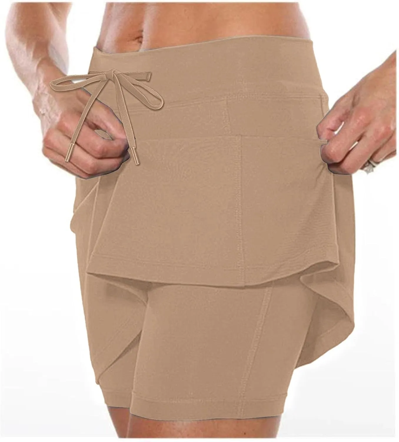 Athletic Skirts for Women Summer Loose Trendy Drawstring Solid Sports Tennis Skirts Built-in Shorts Plus Size, S-5XL