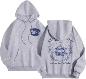 Azeralia Hoodies for Women Crew Neck Long Sleeve Sweatshirt Print Lightweight Pullover Fall Daily Basic Top
