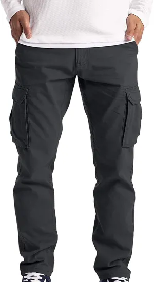BADHUB Men's Cargo Pants Muti-Pockets Jogger Work Chino Slim Fit Casual Pants Hiking Workout Gogging Sweatpants Trousers
