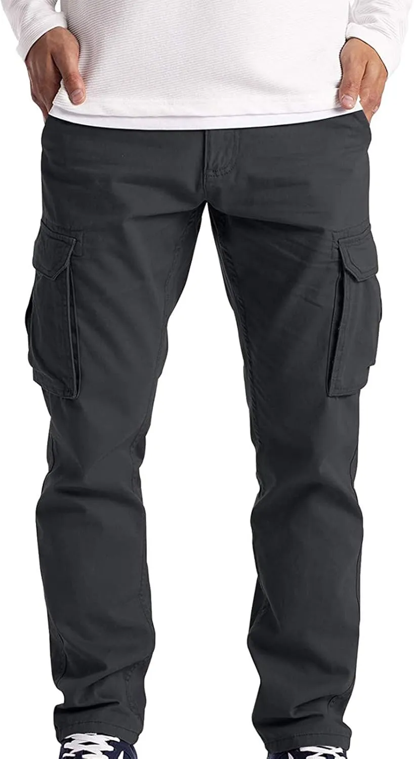 BADHUB Men's Cargo Pants Muti-Pockets Jogger Work Chino Slim Fit Casual Pants Hiking Workout Gogging Sweatpants Trousers