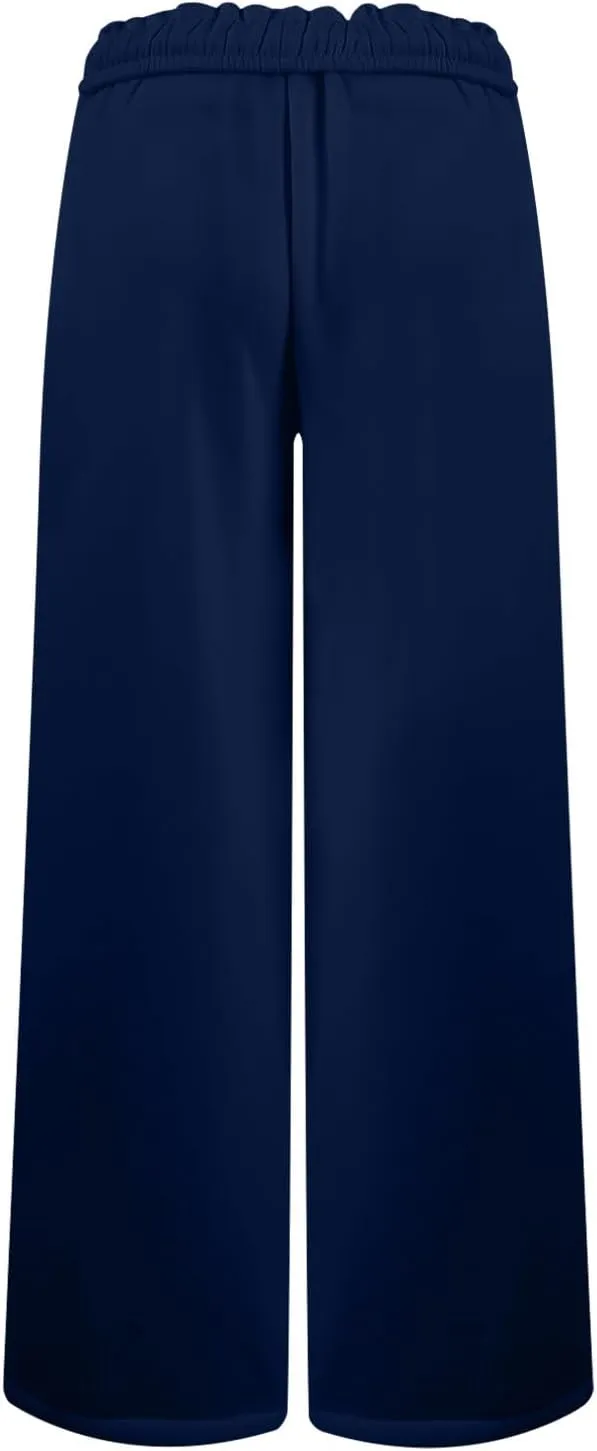 Baggy Sweat Pants for Women Elastic Wide Leg Pant Drawstring Elastic Waist Trouser Solid Plus Size Pant with Pockets