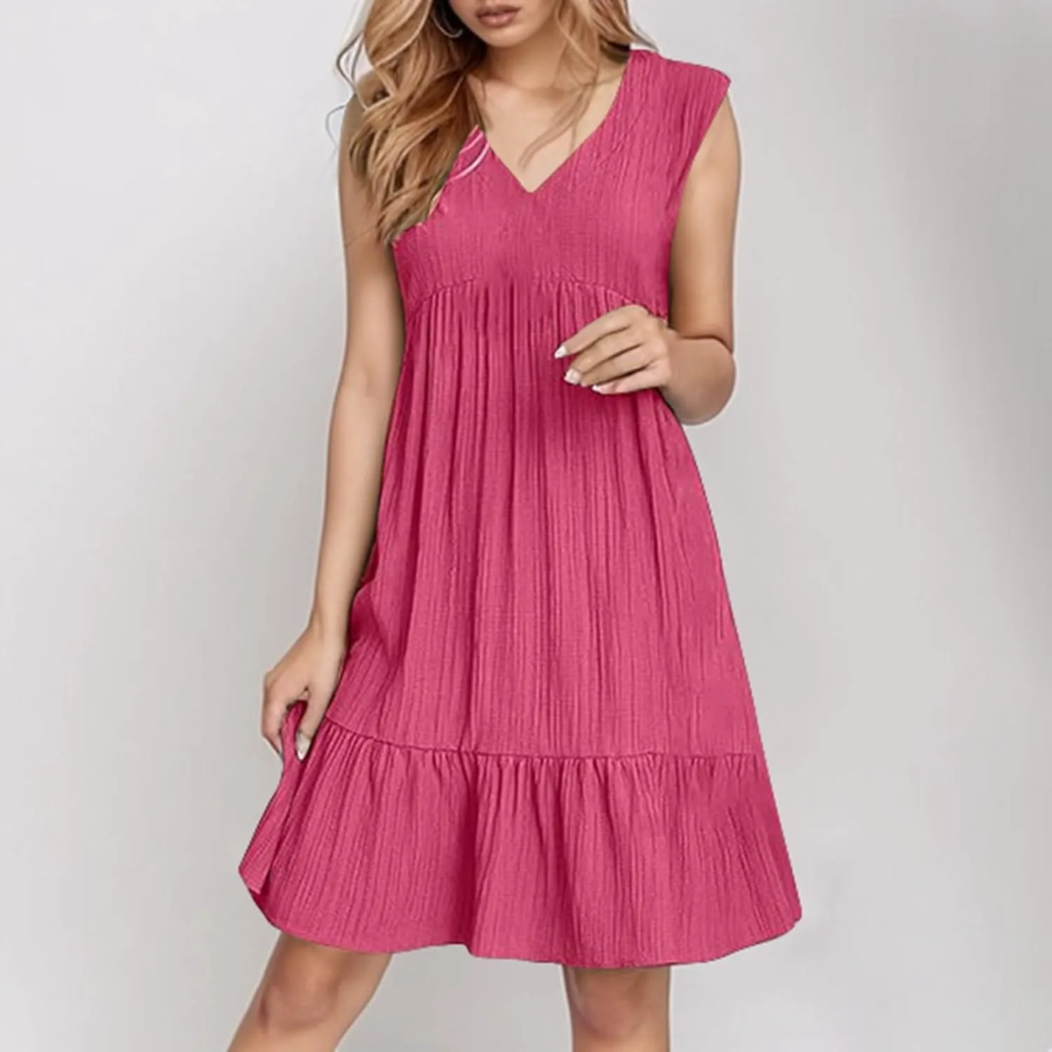 Beach Dresses for Women 2025 Summer V Neck Sleeveless Sundress Flowy Vacation Hawaiian Dresses Cute Cover Ups