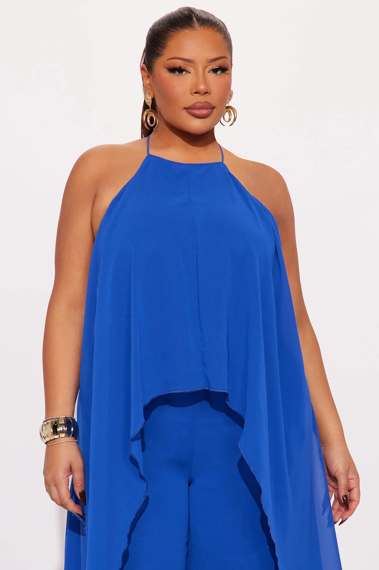 Bella Flowy Chiffon Jumpsuit - Blue