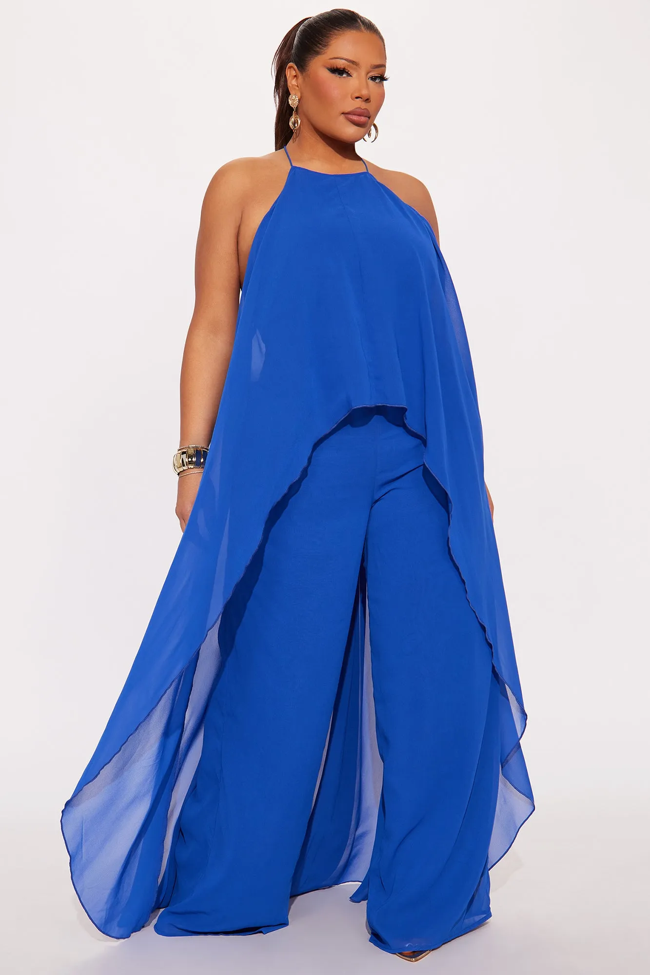 Bella Flowy Chiffon Jumpsuit - Blue