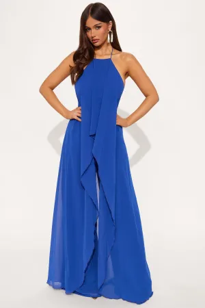 Bella Flowy Chiffon Jumpsuit - Blue