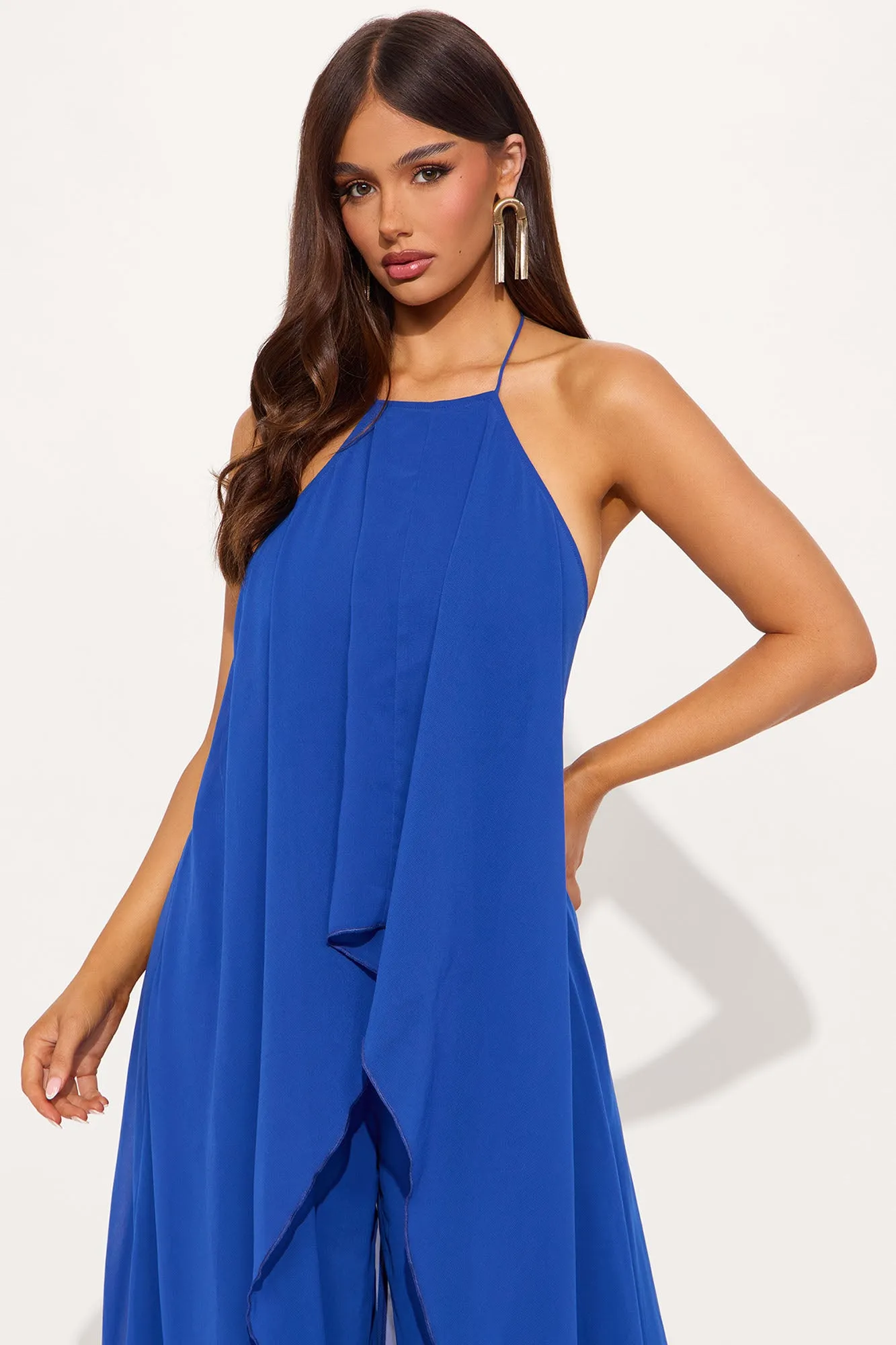 Bella Flowy Chiffon Jumpsuit - Blue