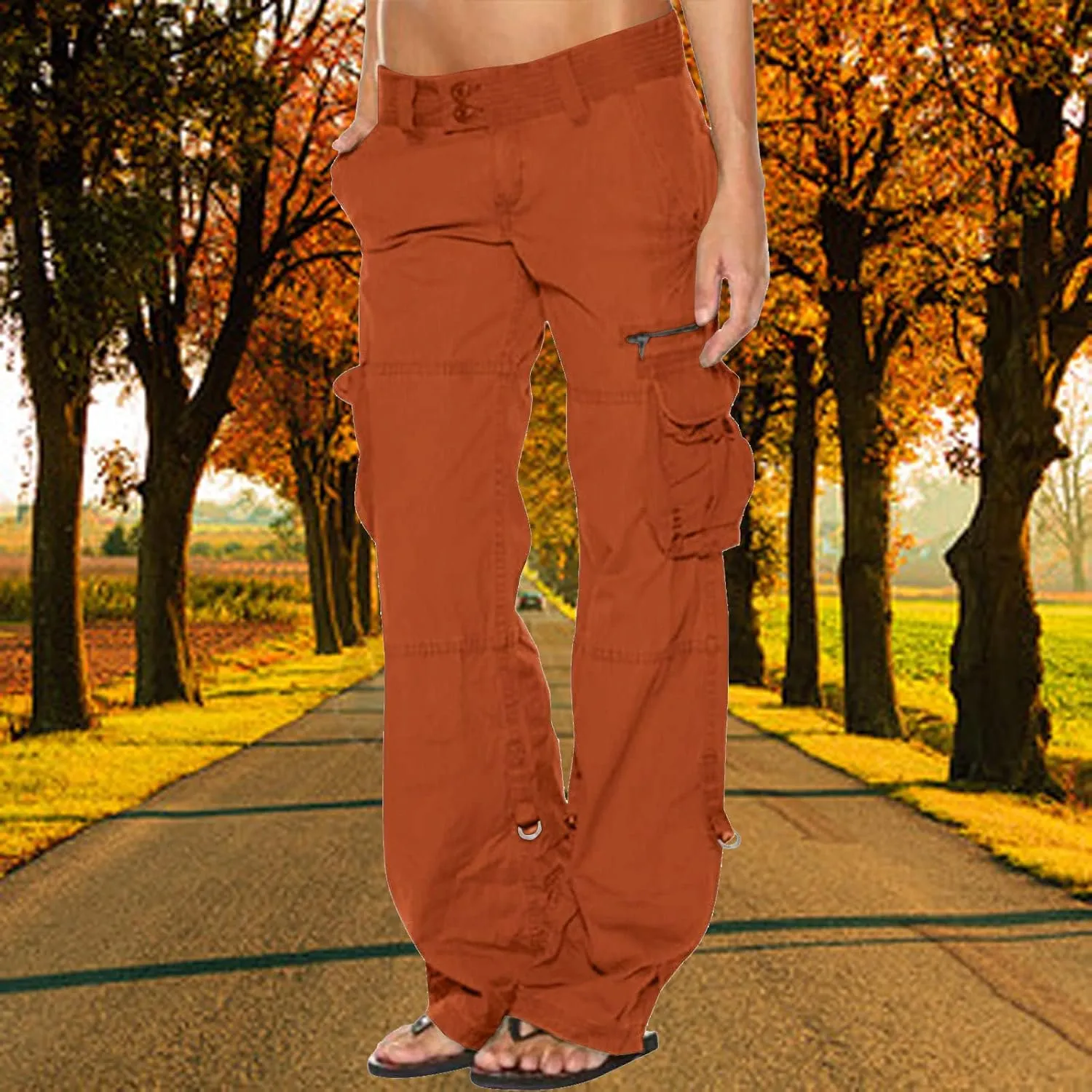 Bengbobar Women Cargo Pants High Rise Military Tactical Pants Women Baggy Pants Straight Wide Leg Trousers with Pockets