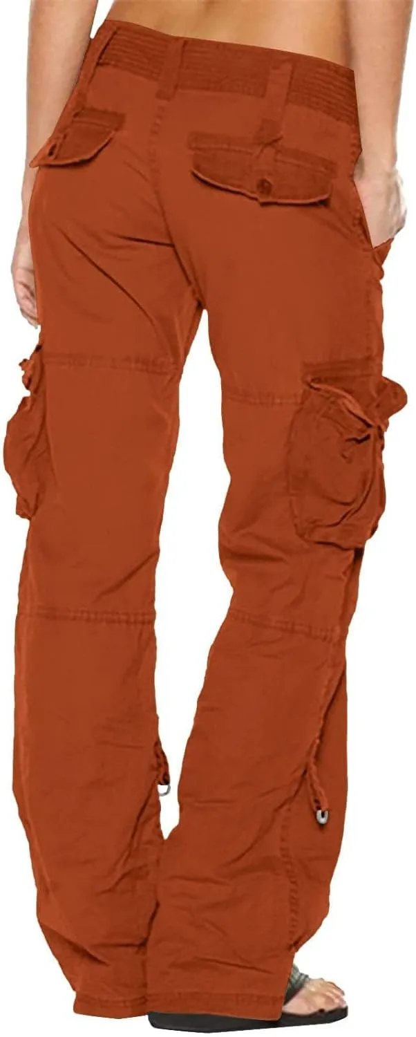 Bengbobar Women Cargo Pants High Rise Military Tactical Pants Women Baggy Pants Straight Wide Leg Trousers with Pockets