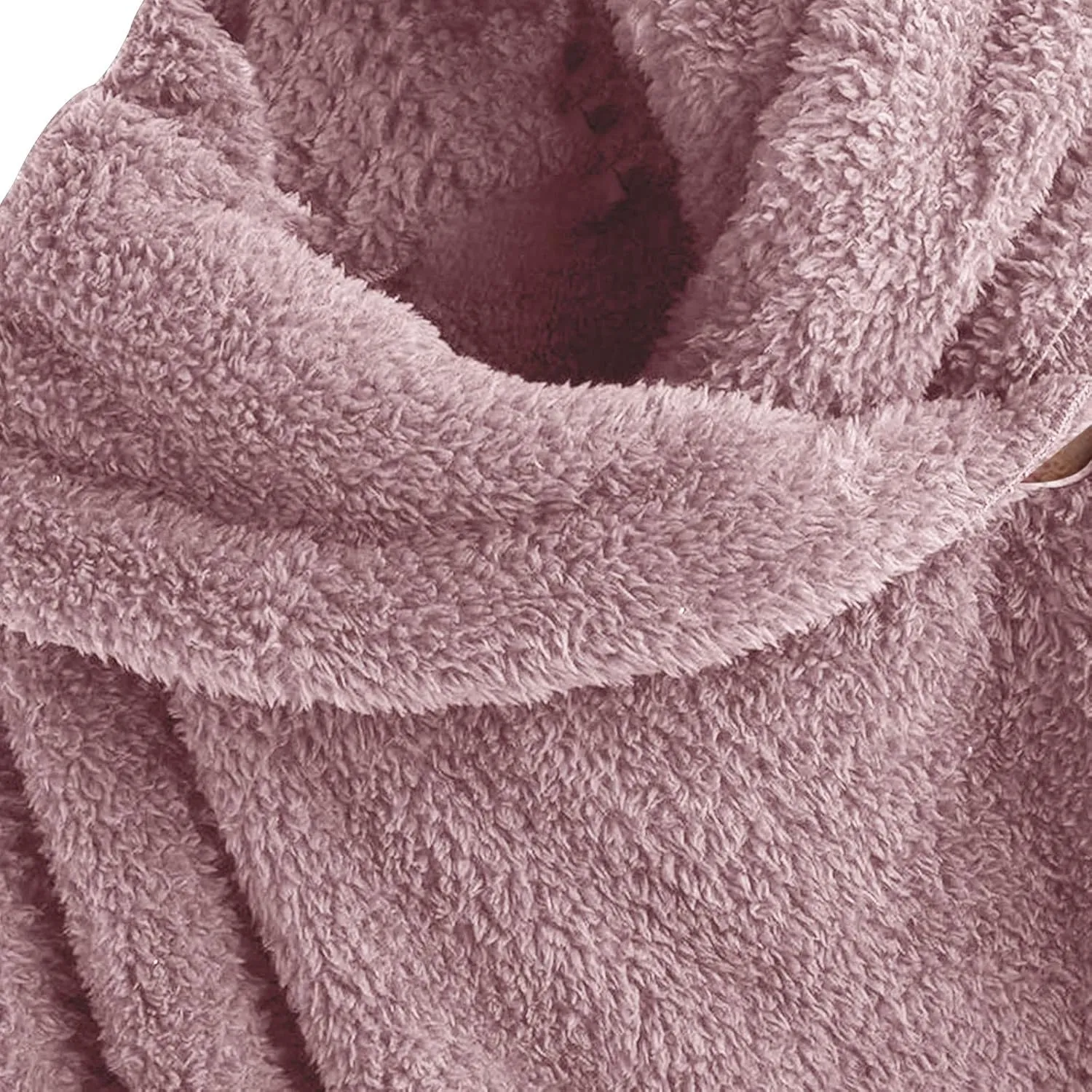 Binmer Oversized Sherpa Jacket for Women Fuzzy Fleece Cute Teddy Bear Print Coat Zip Long Sleeve Hooded Outwear with Pocket