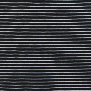 Black-Simple White Mini Stripe Poly-Cotton Jersey Knit Fabric