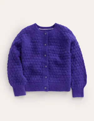 Bobble Stitch Cardigan-Bluing Blue