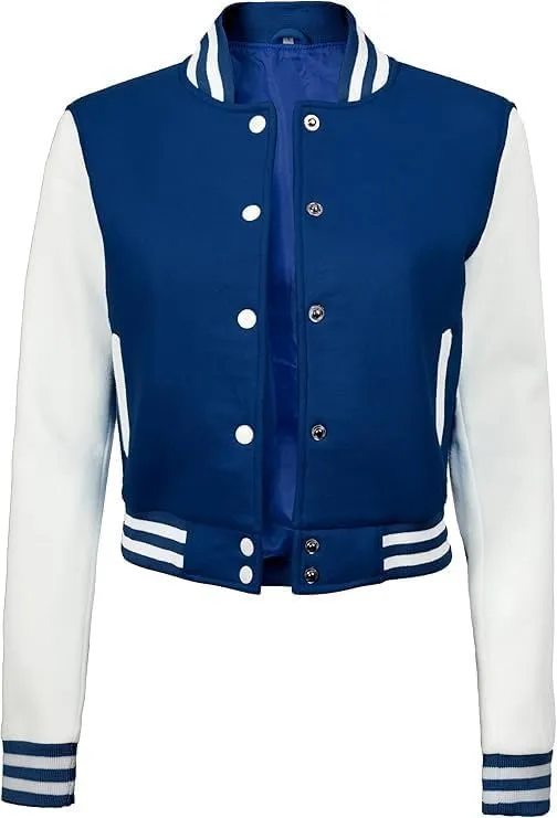 Bomber Varsity Jacket Women - Classic Letterman Jacket Woman in both Standard and Cropped Women Jacket Style