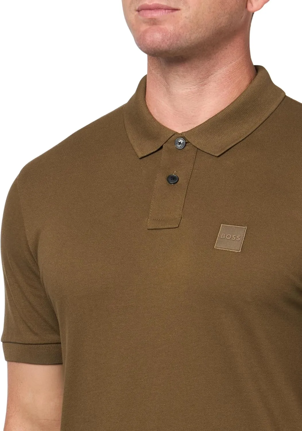 BOSS Men's Square Patch Logo Slim Fit Pique Polo Shirt