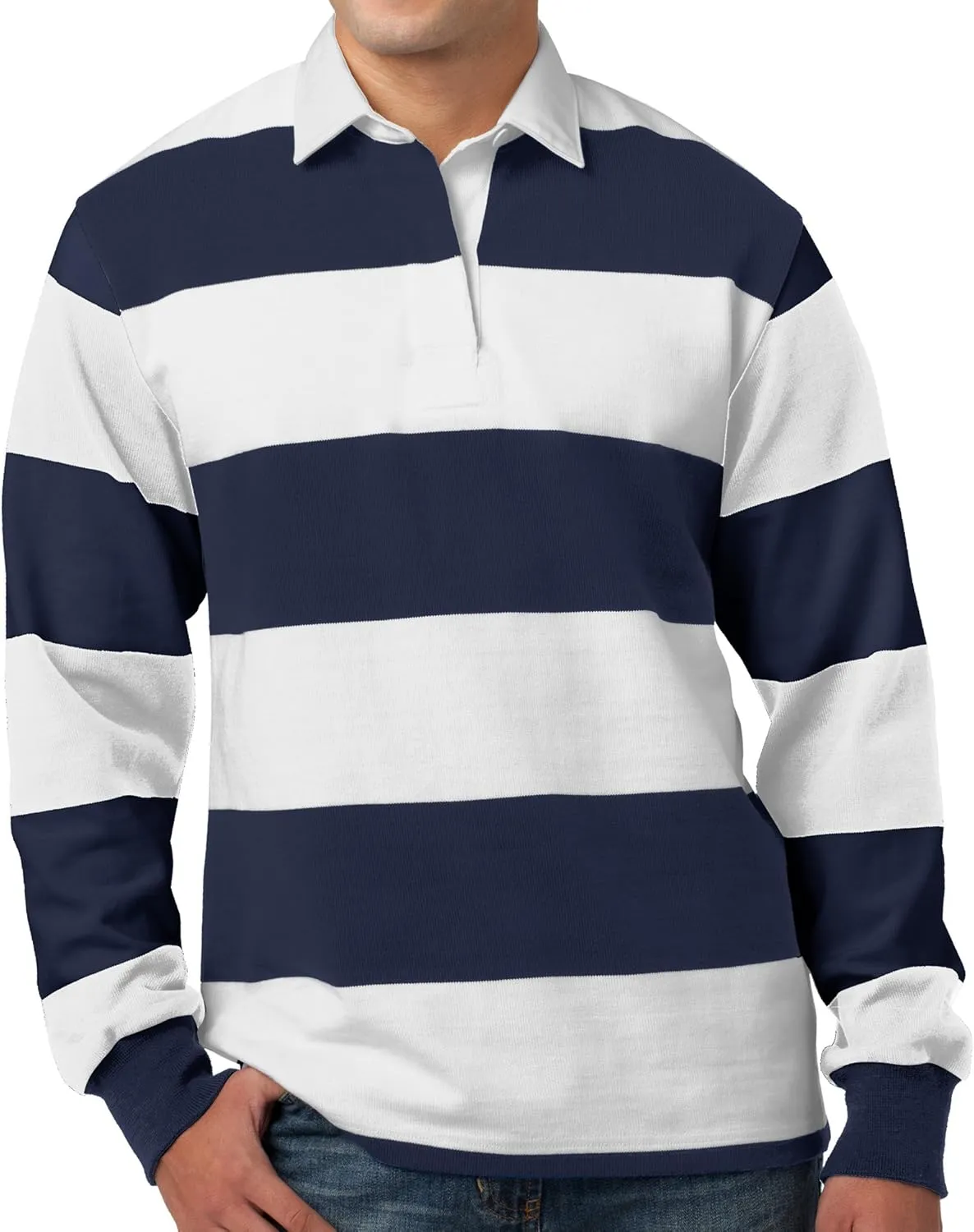 Buy Cool Shirts Mens Long Sleeve Rugby Polo Shirt