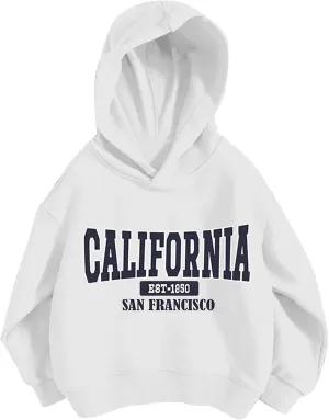 California Hoodies for Girls Graphic Letter Print Pullover Oversized Sweatshirts Long Sleeve Casual Loose Tops Preppy Clothes