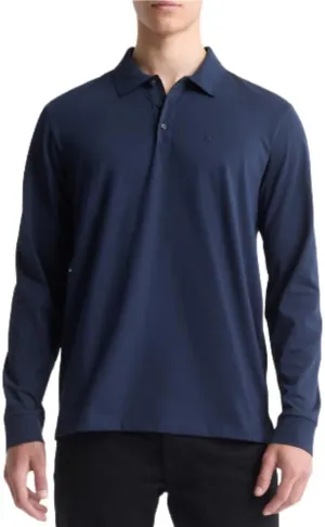 Calvin Klein Men's Long Sleeve Smooth Cotton Polo Shirt