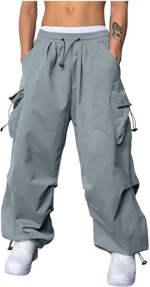 Cargo Pant for Men Casual Work Pant Elastic Waist Drawstring Cotton Track Pants with Multiple Pockets