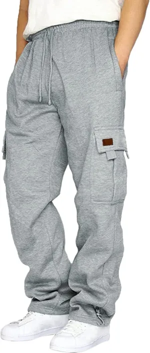 Cargo Pants for Men,Cargo Sweatpants for Men Big and Tall Running Pants Drawstring Work Pants Loose Fit Lounge Pants