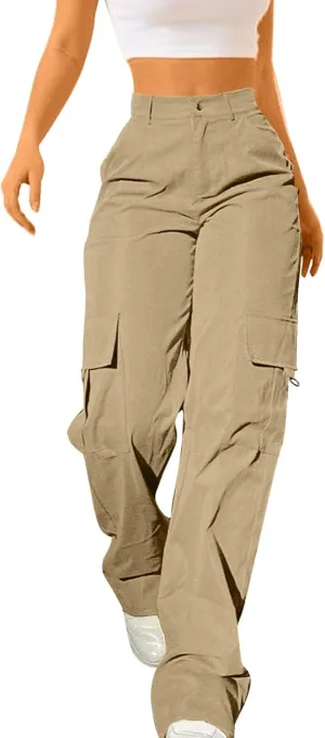 Cargo Pants for Women High Waisted Casual Hiking Streetwear Trousers with Pockets Y2k Straight Athletic Outdoor Pant