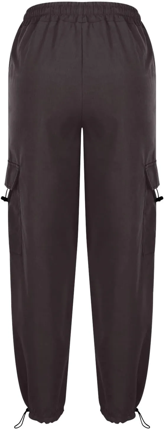 Cargo Pants Women Casual Pants Elastic High Waist Trendy Loose Fit Trouser Pocket Baggy Hiking Y2K Streetwear Clothes