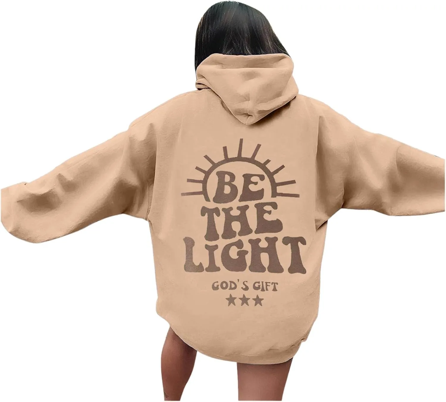 Christian Hoodies for Women Jesus Loves You Bible Verse Letter Graphic Oversized Y2K Hooded Long Sleeve Pockets Sweatshirts