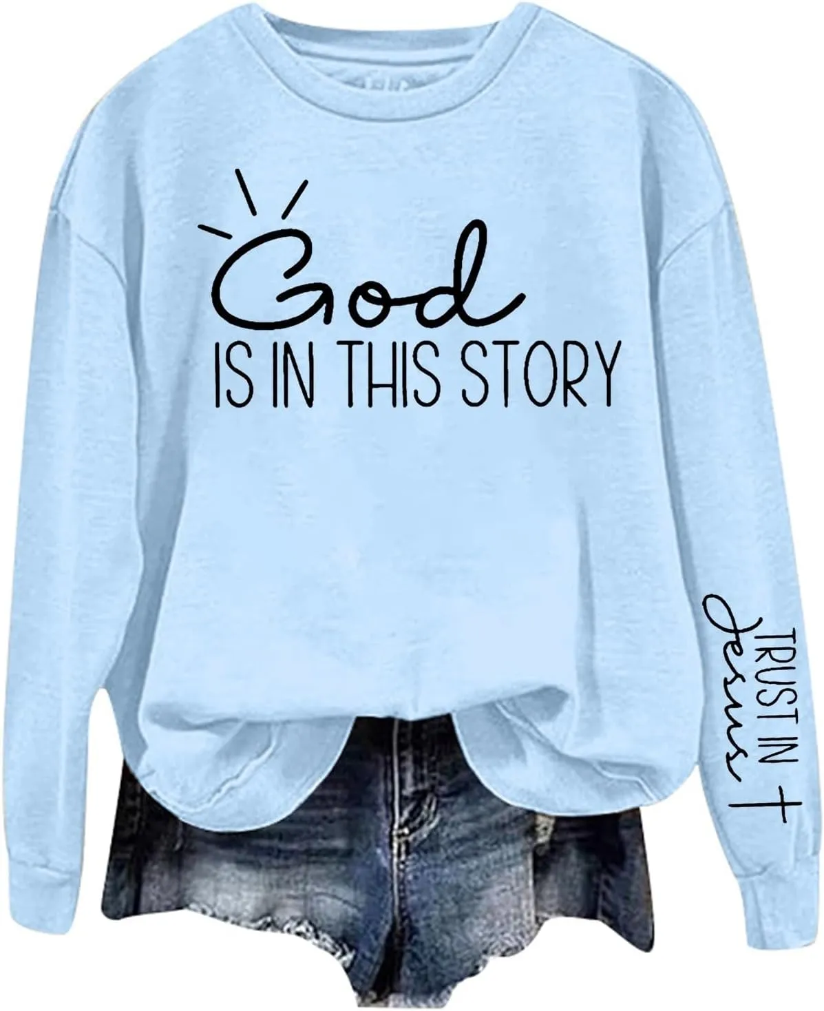 Christian Sweatshirts for Women God is Still Writing Your Story Long Sleeve Shirt Crewneck Sweatshirts