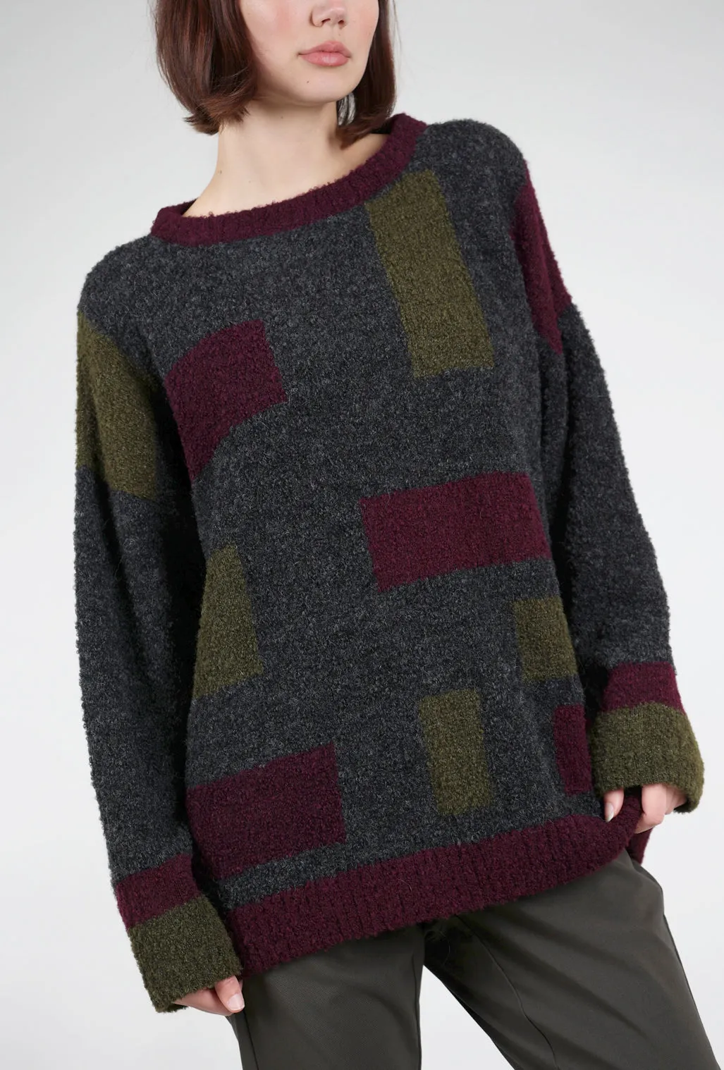 Colorblock Carrie Sweater, Wild Berry