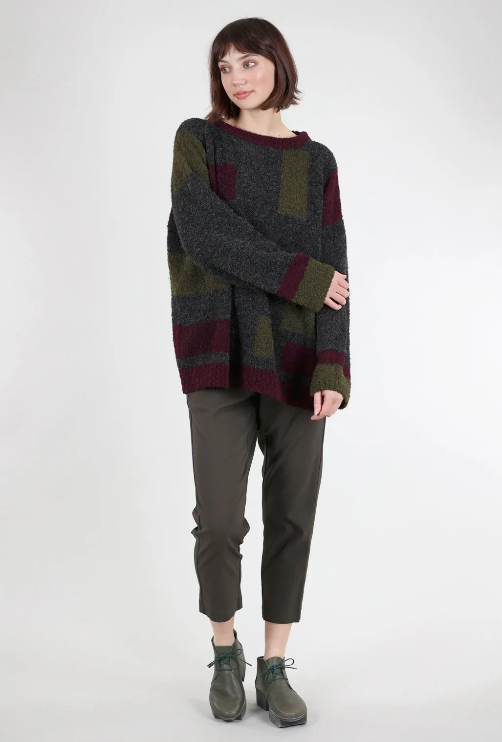 Colorblock Carrie Sweater, Wild Berry