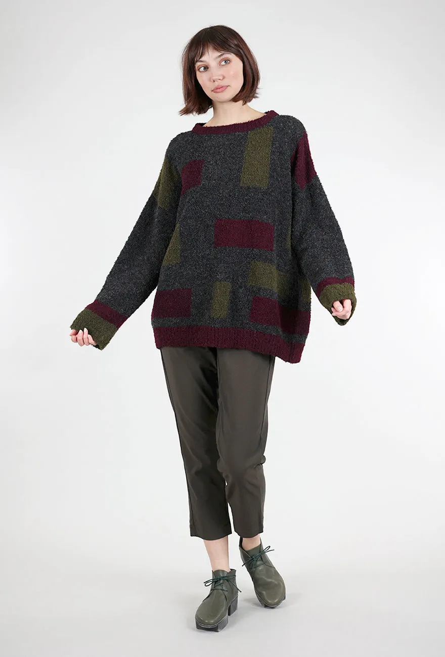 Colorblock Carrie Sweater, Wild Berry