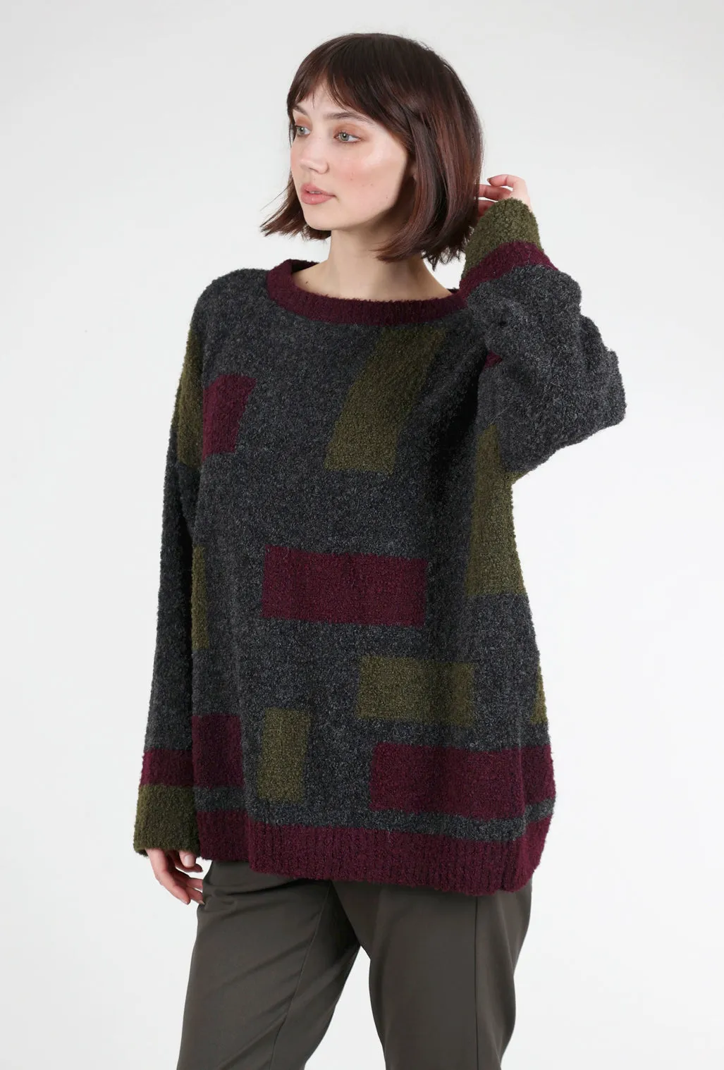 Colorblock Carrie Sweater, Wild Berry