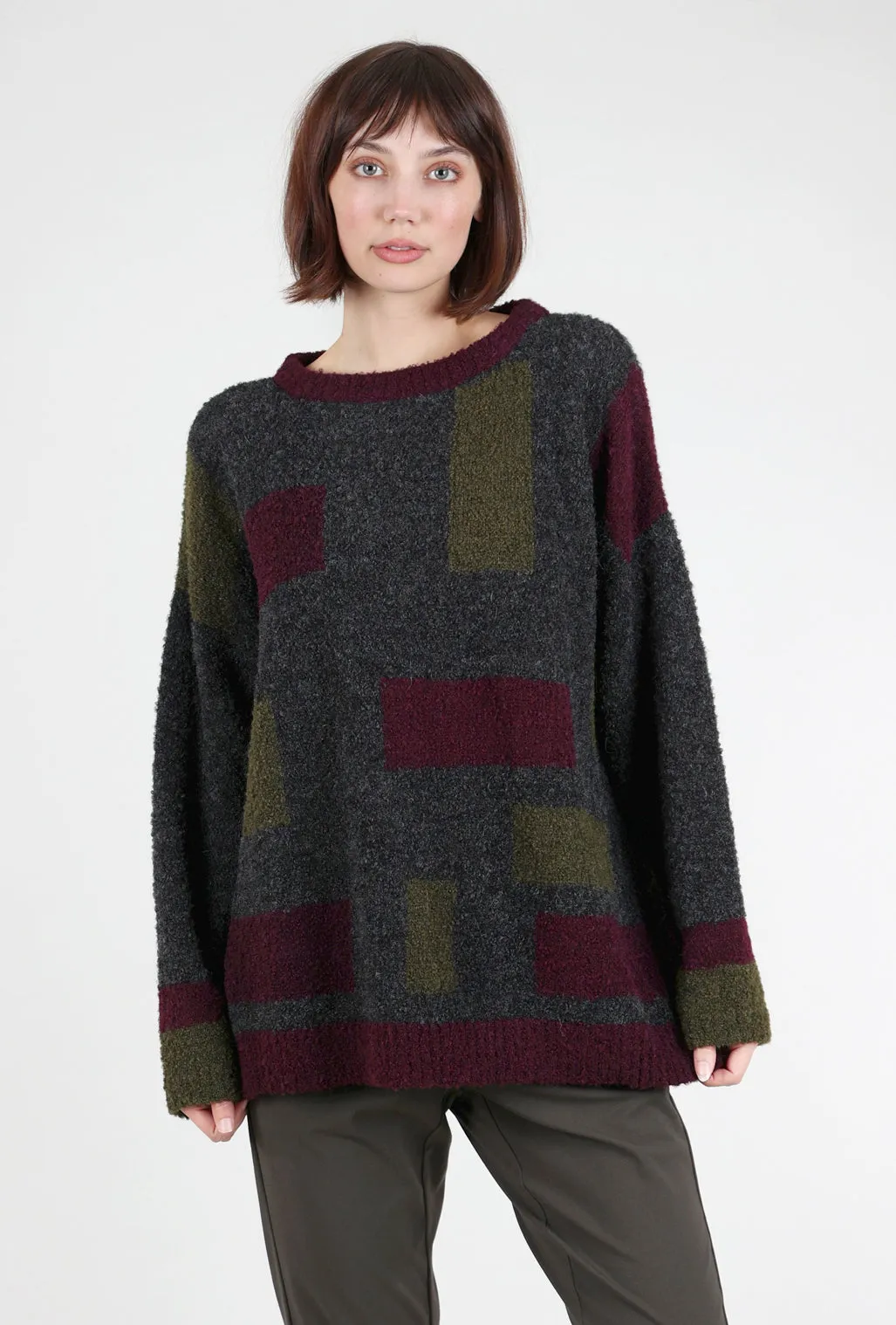 Colorblock Carrie Sweater, Wild Berry