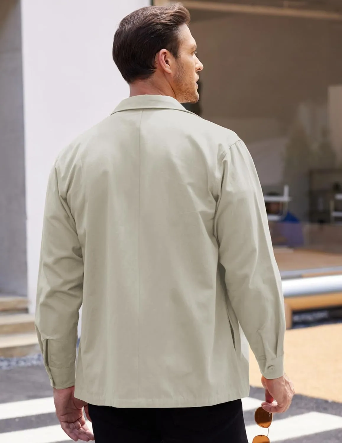 COOFANDY Men's Shirt Jacket Lightweight Canvas Trucker Jacket Cotton Button Work Jackets