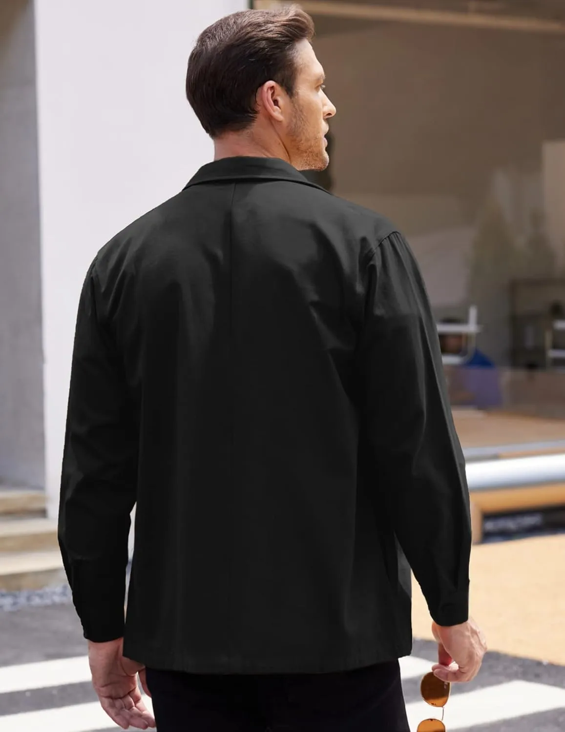 COOFANDY Men's Shirt Jacket Lightweight Canvas Trucker Jacket Cotton Button Work Jackets