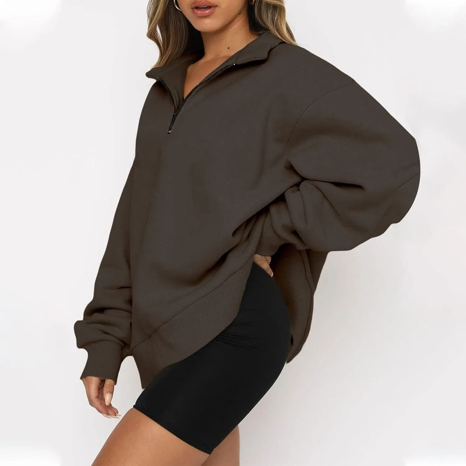 COTECRAM Women Oversized Sweatshirts Hoodies Half Quarter Zip Pullover Long Sleeve Sweaters Teen Girls Fall Y2k Clothes