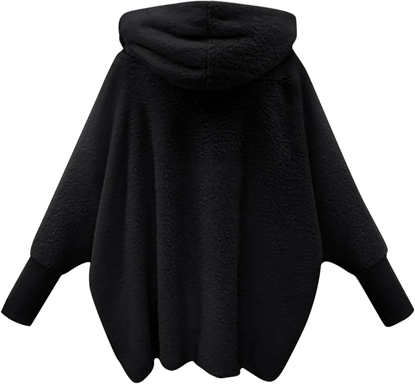 COTECRAM Women's 2024 Winter Fuzzy Batwing Sleeve Fleece Open Front Hooded Cardigans Jacket Oversized Sherpa Coats Outerwear