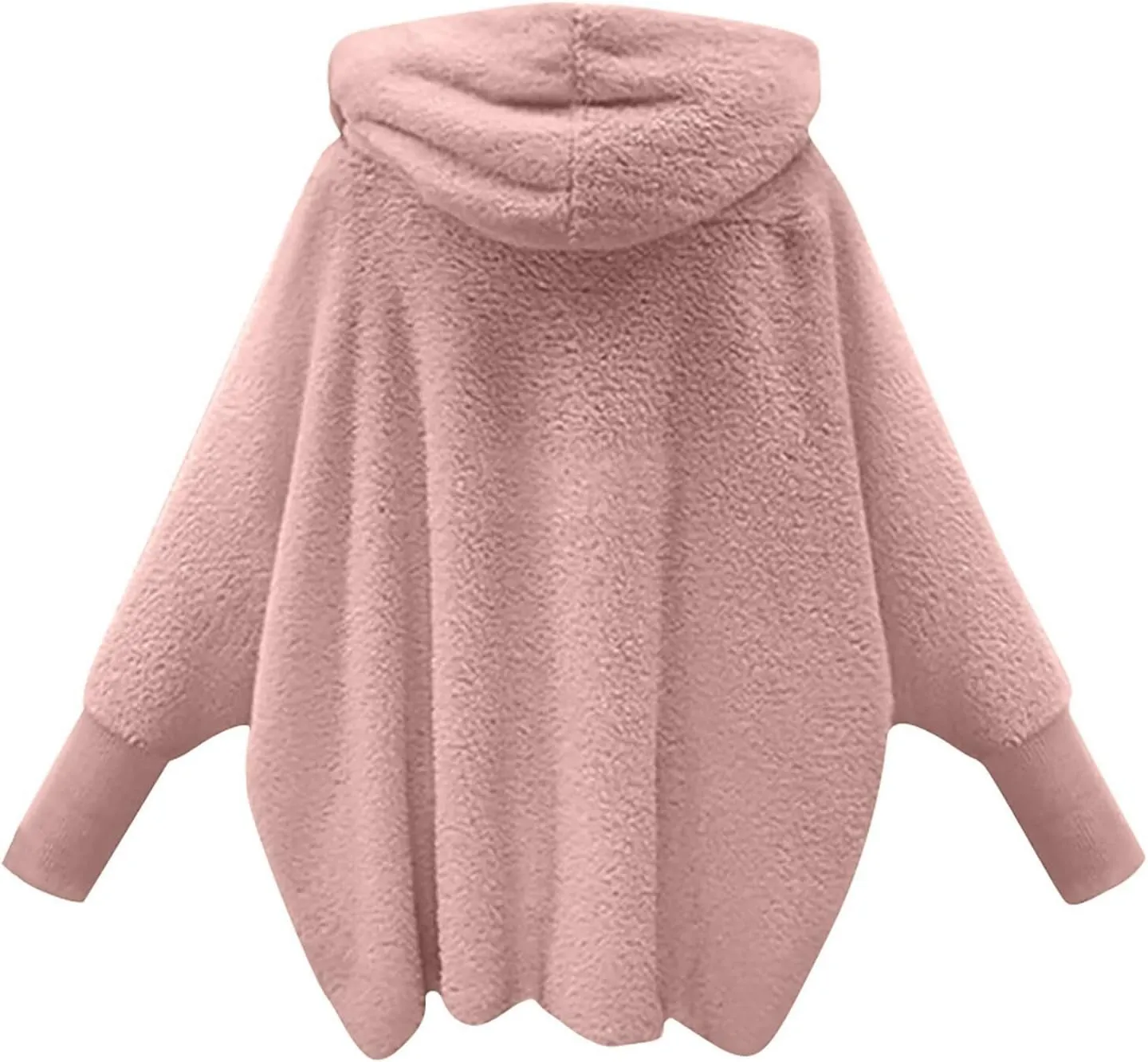 COTECRAM Women's 2024 Winter Fuzzy Batwing Sleeve Fleece Open Front Hooded Cardigans Jacket Oversized Sherpa Coats Outerwear