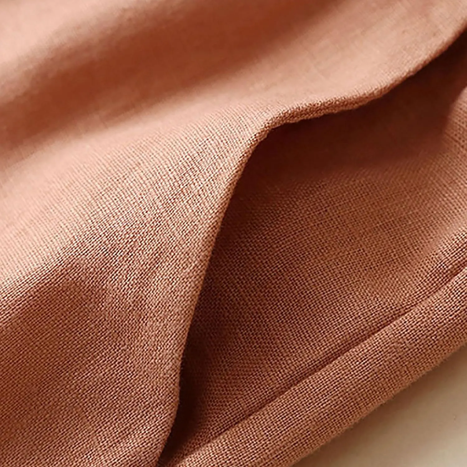 Cotton Linen Pants Women Casual Drawstring Elastic Waist Straight Leg Trousers Solid Color Lounge Pocket Pants