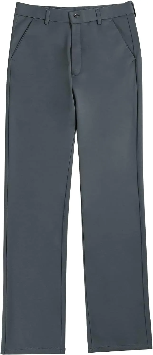 CRNTCEM Business Suit Pant for Men Slim Fit Front Flat Casual Dress Pants Straight Leg Black Office Work Chino Pants
